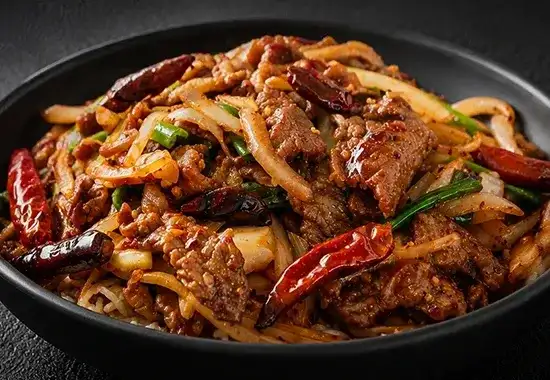 Flavorful halal beef items at Crescent Moon prepared with authentic Chinese spices and fresh ingredients