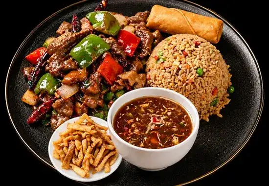 Halal Chinese combo meal items at Crescent Moon offering complete meals with rice, entrees, and signature dishes